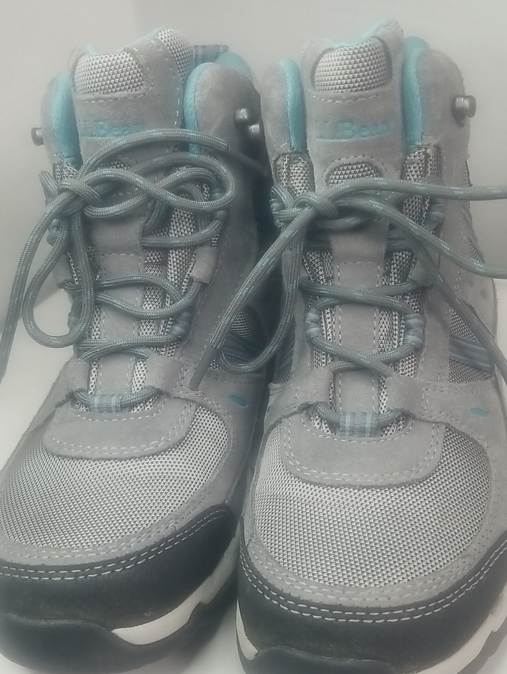 L.L. Bean Women's Grey and Teal Lace-Up Hiking Boots
